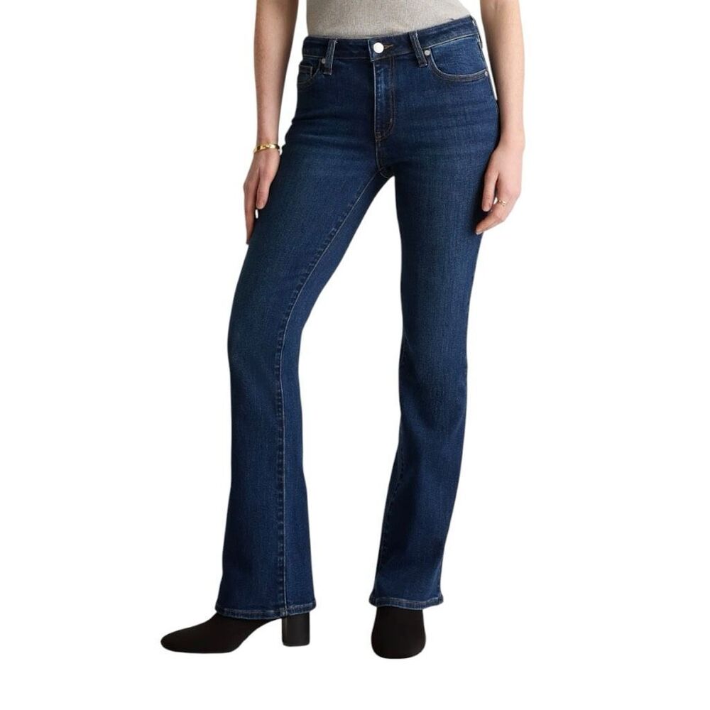 Quince Luna Stretch Flare Jeans Size 31 x 28 Inseam Wide Leg Midnight Blue